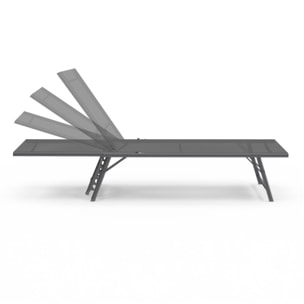 Transats inclinables Malaga 4 positions gris - lot de 2