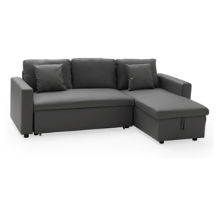 Canapé d'angle convertible simili CLARK 3 places gris