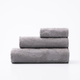 Set 6 de toallas de baño calavera (2x tocador 30x50cm + 2x manos 50x90cm + 2x baño 70x140cm) 100%algodón gris scalpers home