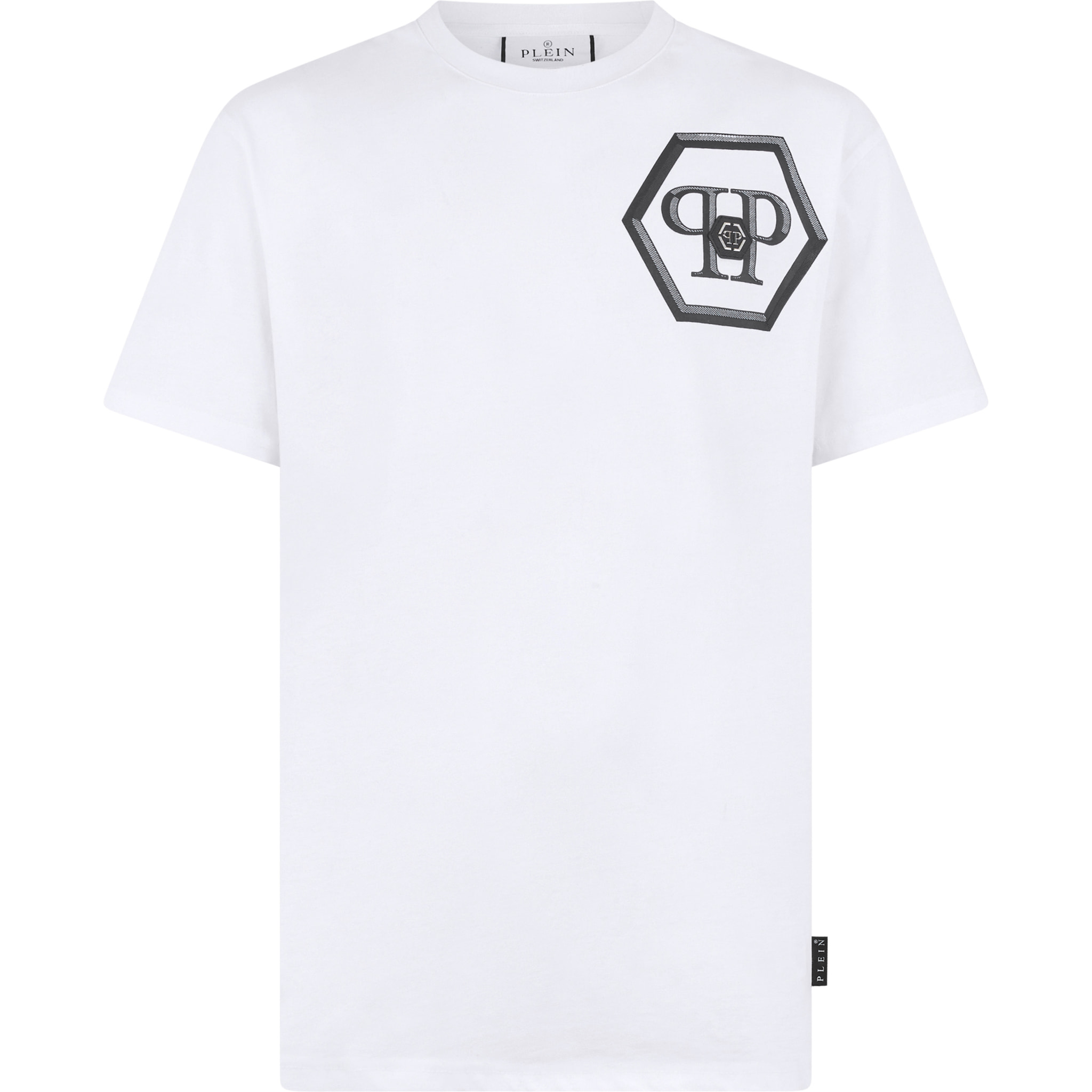 PHILIPP PLEIN Round Neck T-Shirt Lines Hexagon