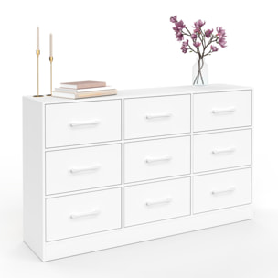Commode Uma 9 tiroirs blanc