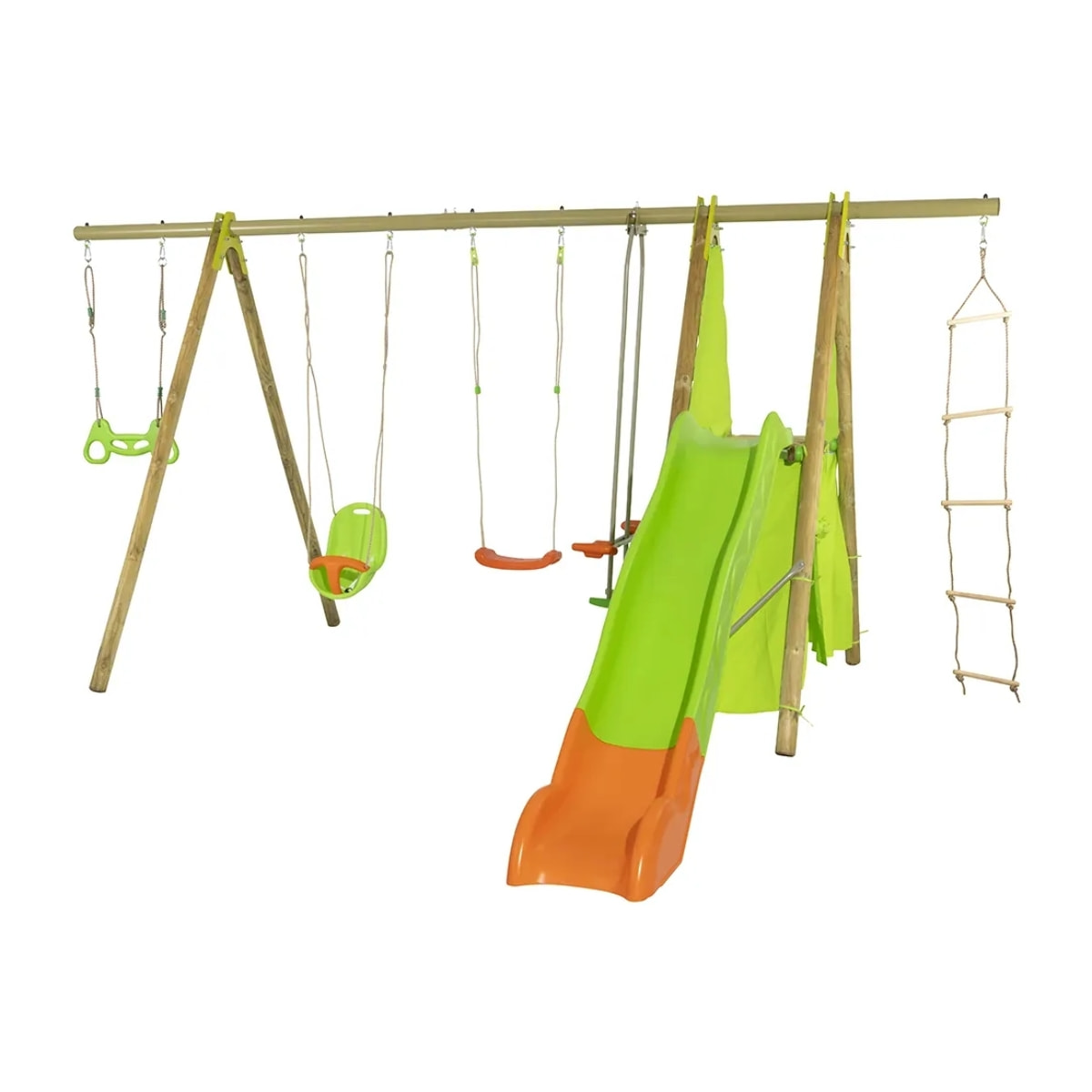 Balançoire en bois poutre métal 2,30 m Techwood IMPALA - 8 enfants