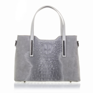 Fiesole Bolso tote Mujer.Piel auténtica Gamuza Grabado Cocodrilo