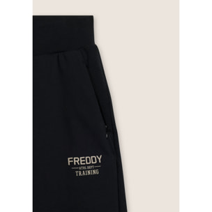 Pantaloni in felpa con fondo a polsino e dettagli rigati