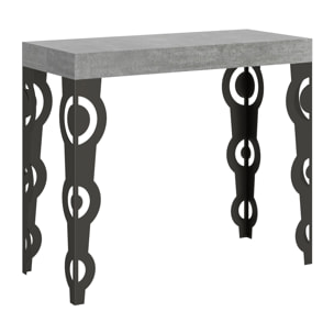 Console Karamay cm.90x40 (extensible à 300) Ciment cadre Anthracite