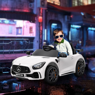 Coche Eléctrico para Niños de +3 Años Mercedes-Benz AMG GTR Carro Eléctrico Infantil con Batería 12V Mando a Distancia Faros Bocina Música y Pantalla Blanco