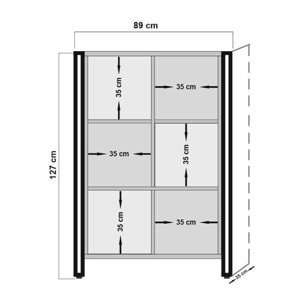 Credenza Dpilon, Buffet da soggiorno, Madia da salotto, Dispensa da cucina, 89x35h127 cm, Quercia e Nero