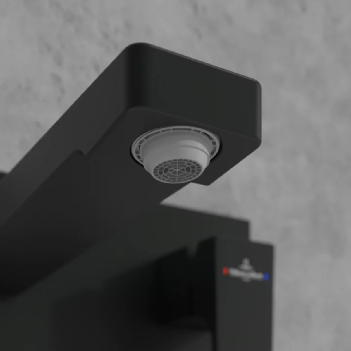 Mitigeur lavabo mural Architectura Square avec vidage Push Open Noir mat + corps encastré