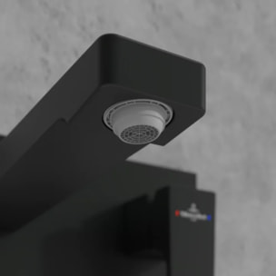 Mitigeur lavabo mural Architectura Square avec vidage Push Open Noir mat + corps encastré