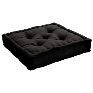 Coussin de sol uni en pur coton - Noir