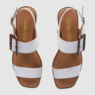 Sandalias de Piel - Blanco - Tacón: 4 cm