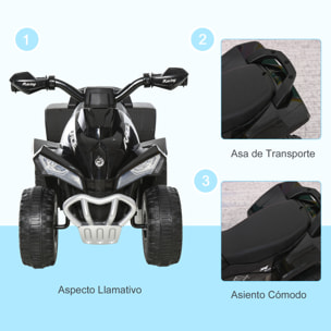 Quad Correpasillos Coche Correpasillos para Niños de 18-36 Meses con Función de Luces y Música Soporta hasta 20 kg 67,5x38x44 cm Negro
