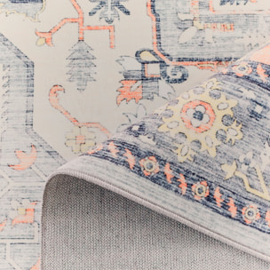 OTTOMAN - Tapis à poils courts doux à motif oriental gris