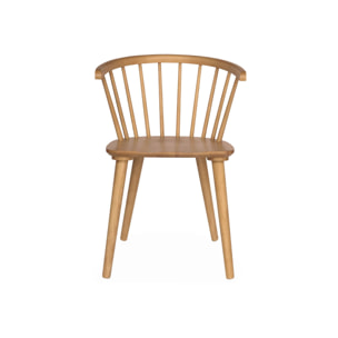 Lot de 2 chaises naturelles à barreaux en bois et contreplaqué. Paula. L 51 x P 53 x H 75cm