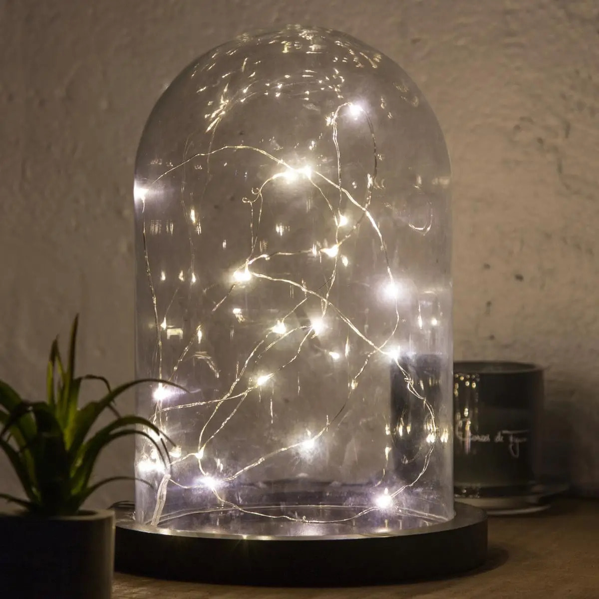 Guirlandes "Anya" 20 microLED à pile argent blanc chaud L190cm