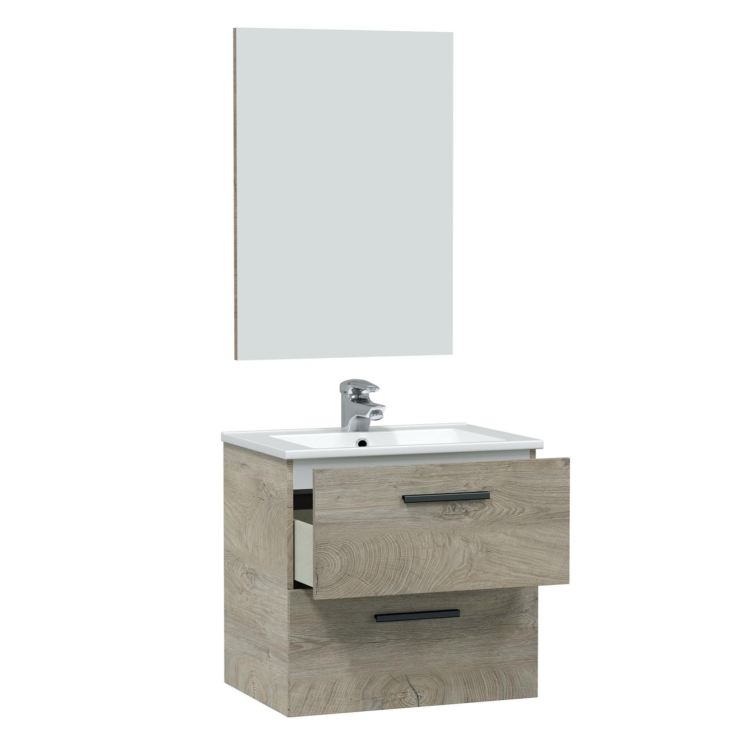 Mueble baño alan 2c 60cm color alaska con espejo, sin lavabo