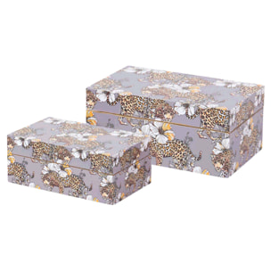 Set 2 Cajas Leopardo 25x15x11/20x12x8 Cm