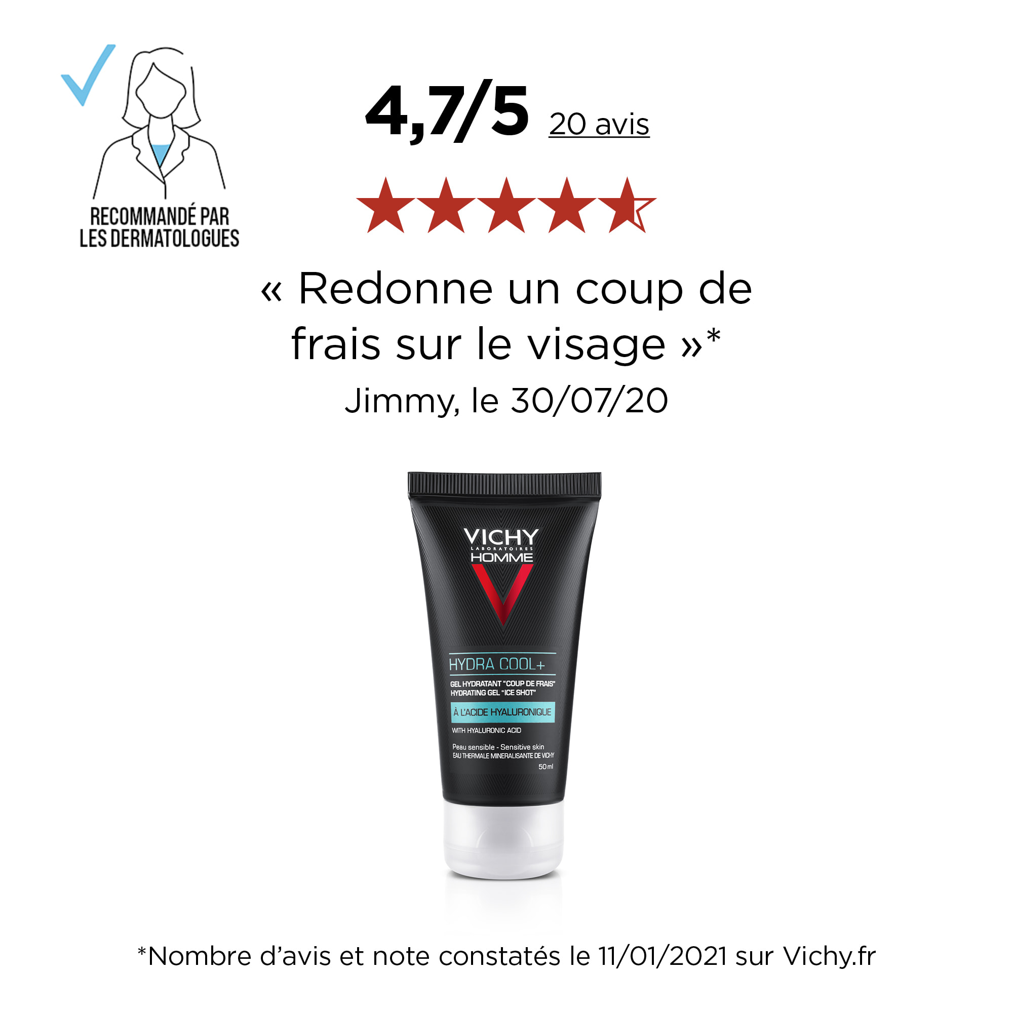 Vichy Homme HydraCool+ Soin Hydratant 48 50ml