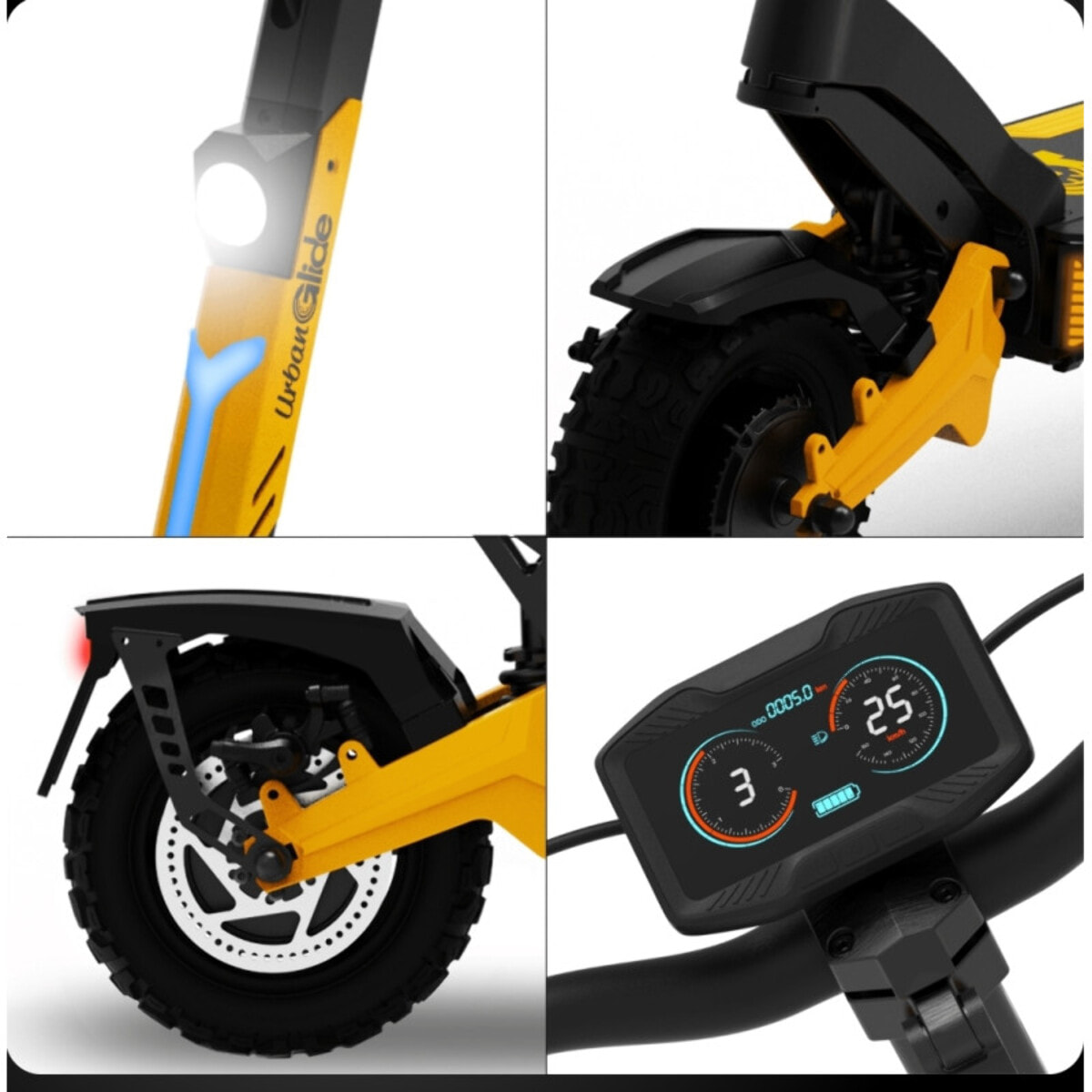 Trottinette Électrique UrbanGlide 1000GT 2x2 – 2x1000W – 52V 23,4Ah – Autonomie 100km – Tout-Terrain