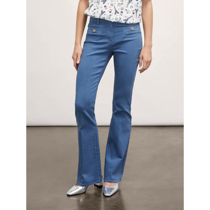 Motivi - Pantalones flare con bolsillos - Light - blue