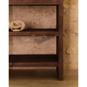 Étagère à chaussures en bois massif ton noyer 80x60cm Hauteur: 80 Longueur: 60 Largeur: 35
