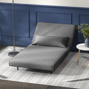 Fauteuil convertible chauffeuse style nordique dossier réglable coussin inclus gris