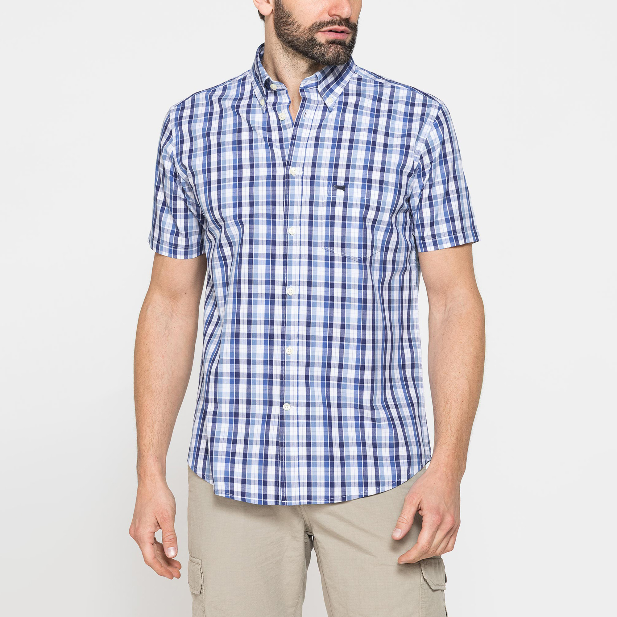 CAMICIA A MANICA CORTA IN COTONE CON FANTASIA