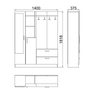 Meuble d'entrée design style scandinave ELIOR