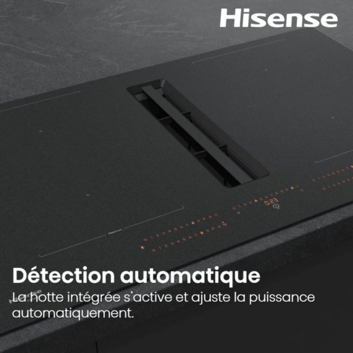 Plaque induction aspirante HISENSE HEH8443BSRWF InfiniteMattGlass