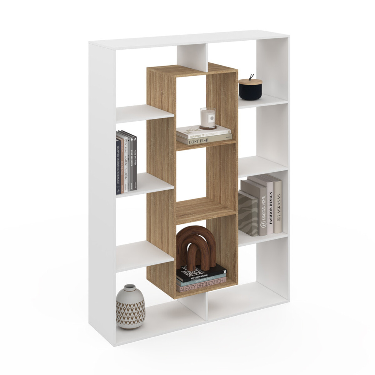 Etagère bibliothèque Paulette bois et blanc