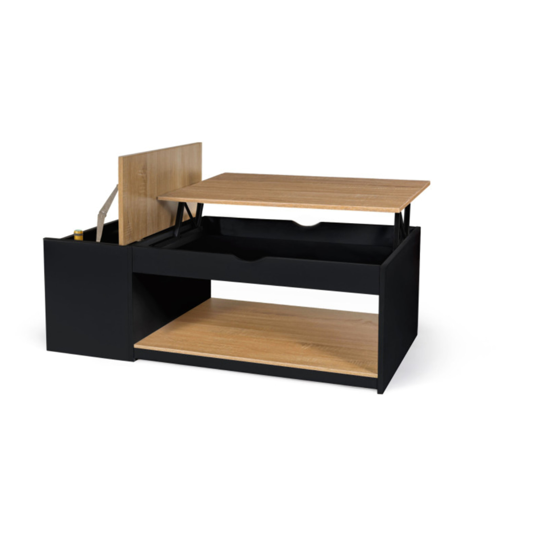 Table basse relevable + coffre Elina - Plateau + coffre