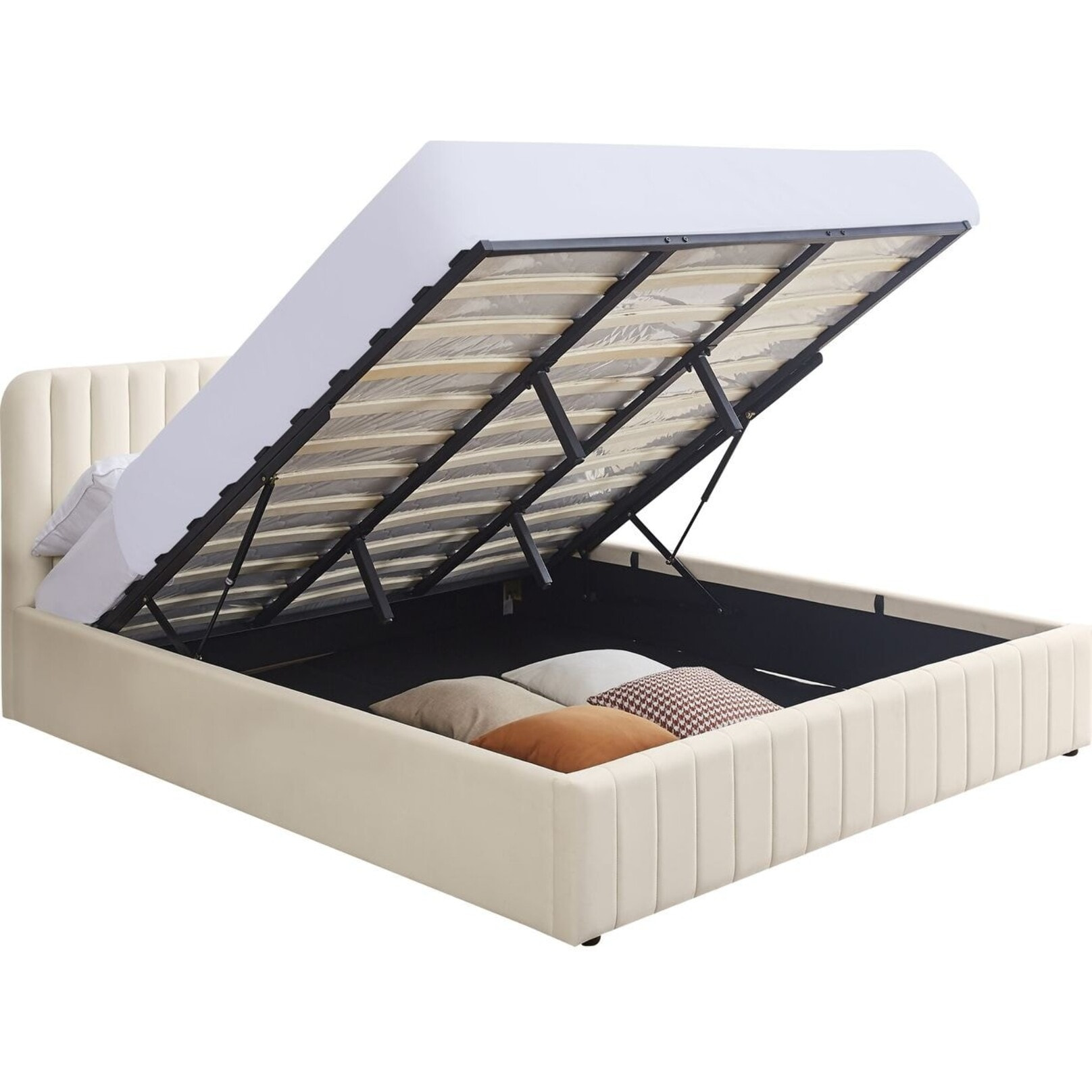 Lit coffre avec tête de lit en velours - AVA