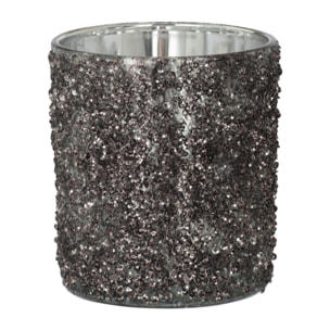 J-Line photophore Paillettes - verre - gris anthracite - medium - 2 pcs