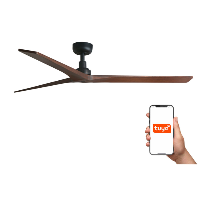 KLIM L Ventilatore a soffitto  nero/noce TUYA