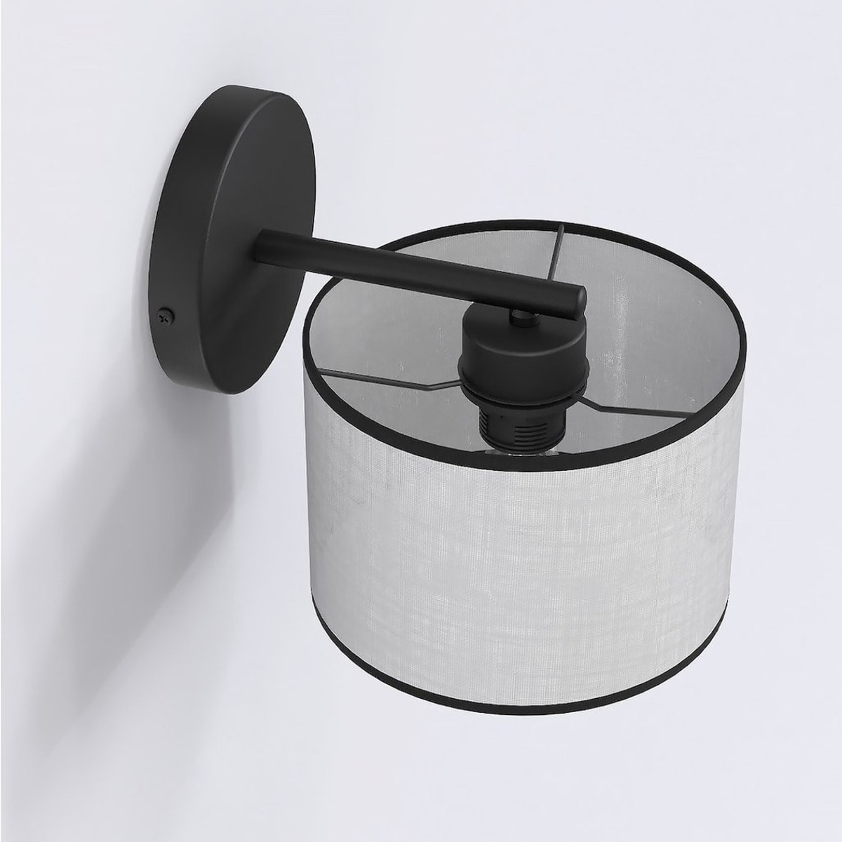 Lampada da parete ECO in acciaio nero e tessuto grigio