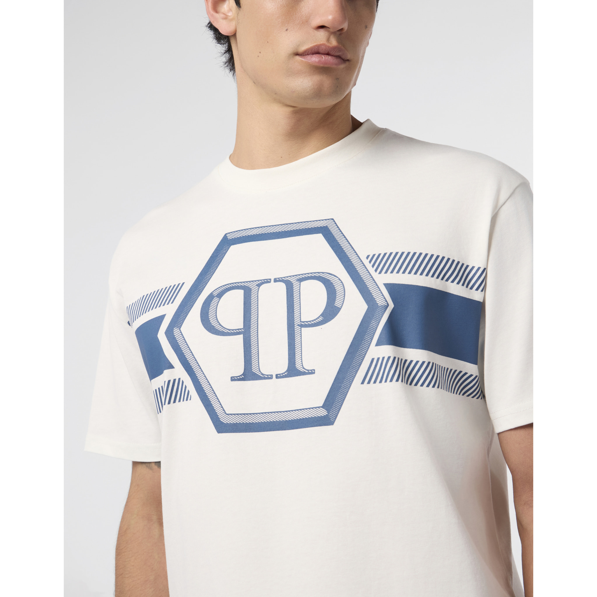 PHILIPP PLEIN Camiseta de cuello redondo y manga corta HEXAGON