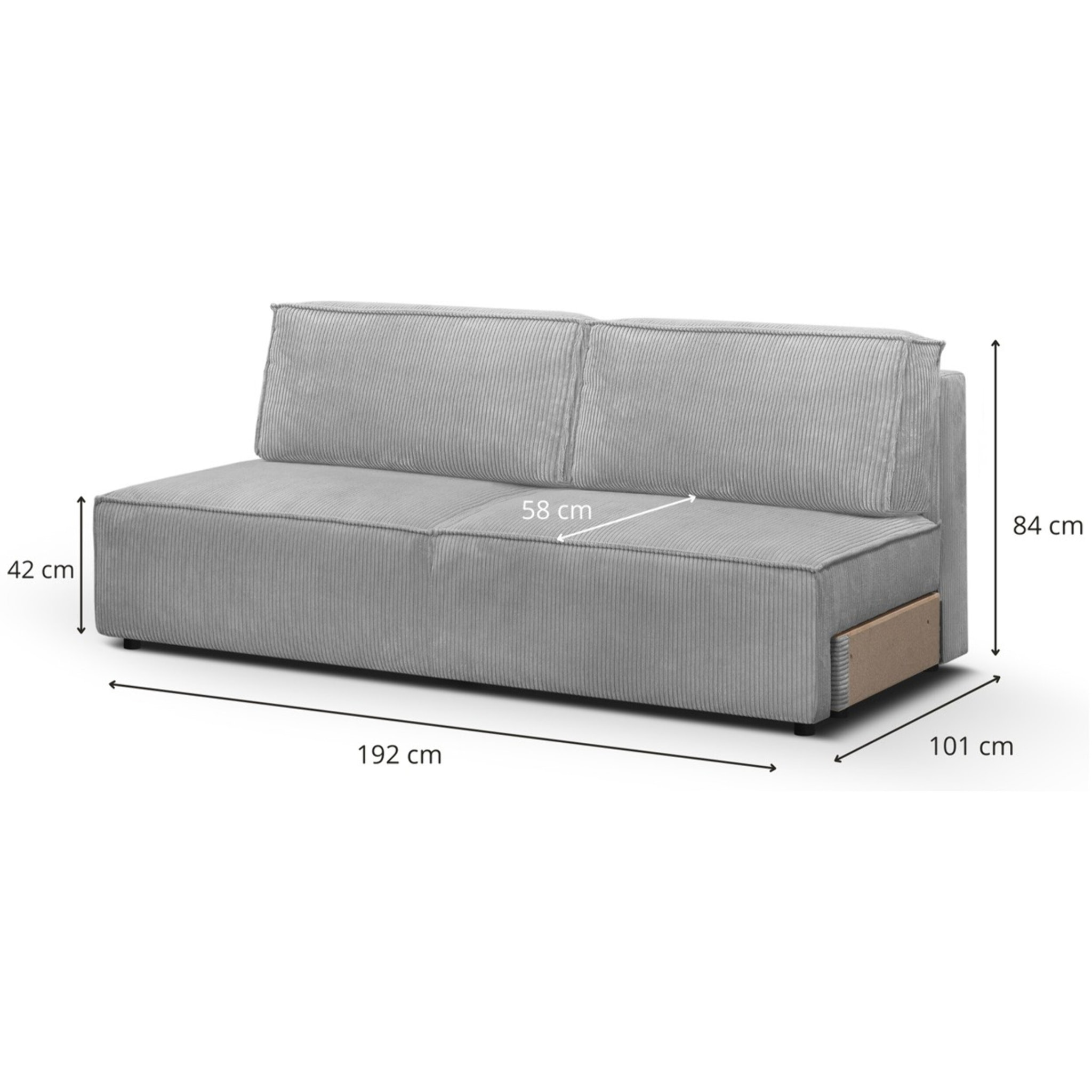 Module canapé convertible 2 places en velours côtelé - HARPER MOD