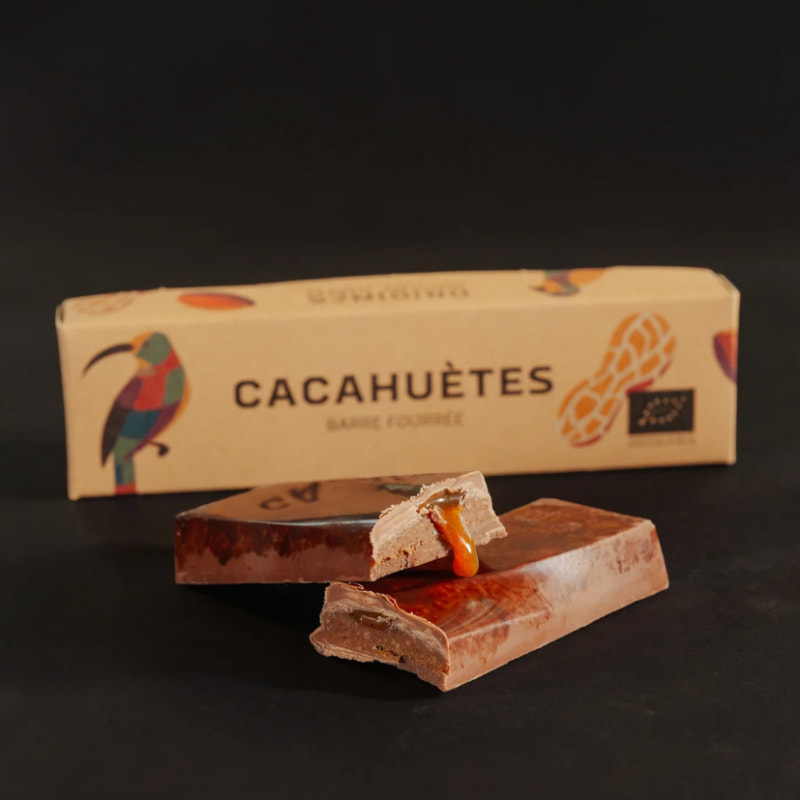 Barre Fourrée Chocolat Lait Cacahuètes - Bean To Bar - 35g Bio