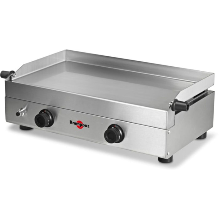 Plancha gaz KRAMPOUZ SAVEUR inox 2 brûleurs à poser, 64x34 cm
