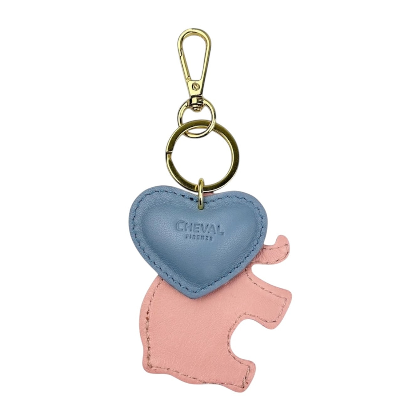 Llavero de corazón azul cielo Cheval Firenze elefante rosa