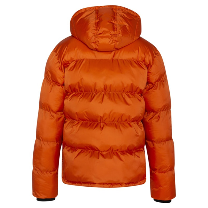 IDAHO2 SIMPLE HOODED &  PADDED JACKET W/ SCHOTT NYC CHEST EMBROIDERY  100% NYLON Arancio