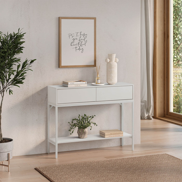 Mesa consola Auri 2 cajones color Blanco