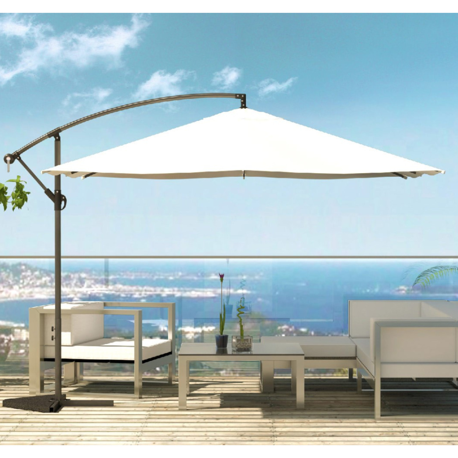 Parasol déporté carré 3x3m écru DAVAGNA
