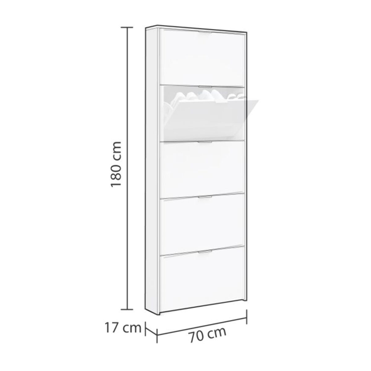 Zapatero Nia 5 Puertas Blanco Brillo