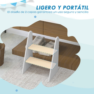 Taburete para Niños de 2 Peldaños Torre de Aprendizaje Escalera para Niños de +3 Años para Baño Cocina Librería Dormitorio Blanco