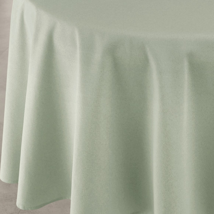 Nappe déperlante anti-taches  - Effet lin pour table ronde - Kaki