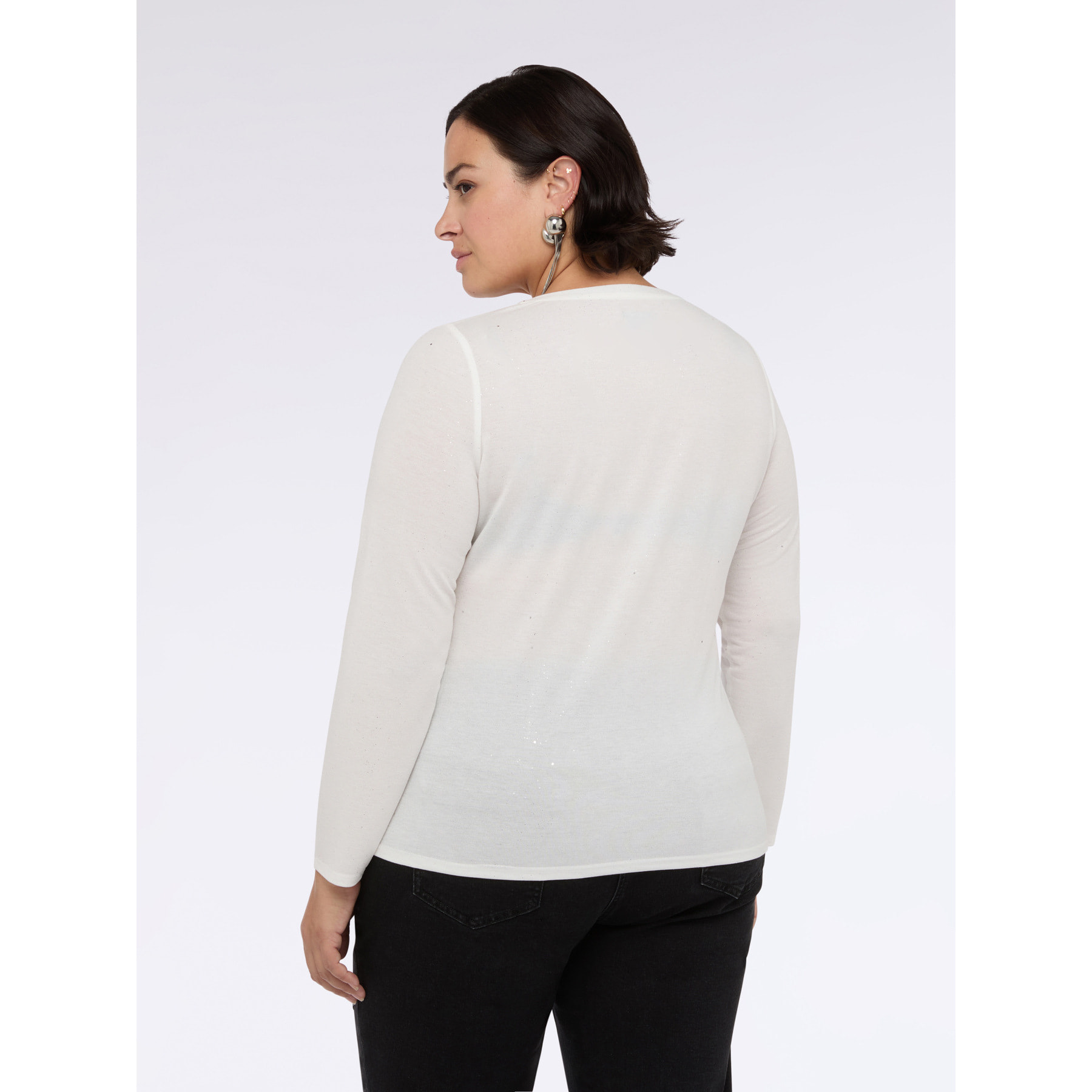 Fiorella Rubino - Camiseta con purpurina y drapeado lateral - Blanco