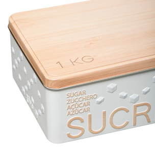 Boîte à sucre morceaux métal "Scandinave Nature" blanc