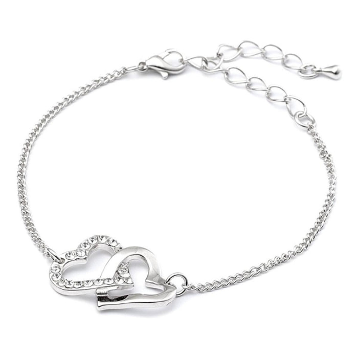 Pulsera double Hearts adornado con cristales de Swarovski