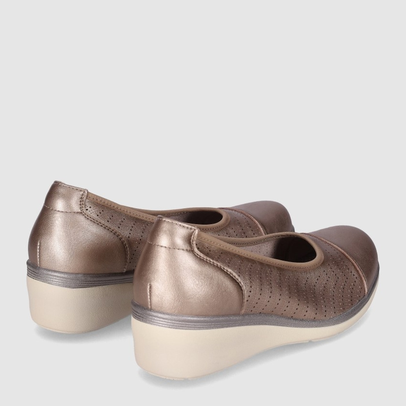 Zapatos de Piel - Bronce - Tacón: 3 cm